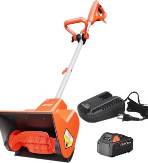 Cordless Snow Shovel, 24V | 13-Inch | 4-Ah Battery Powered Snow Blower, 400W Motor, Battery & Fast Charger Included, Electric Snow Removal for Driveways, Steps and Walkways