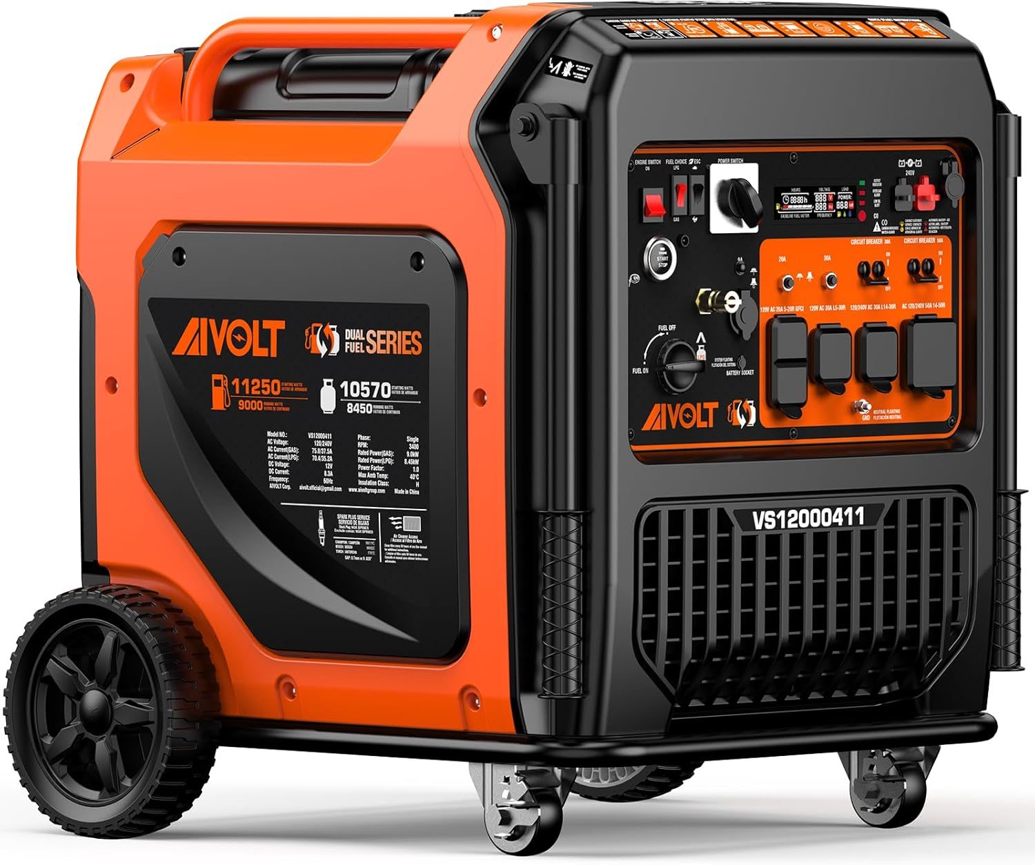 AIVOLT 11250 Wattages Super Quiet Gas Propane Powered Outdoor Generator for Home Back Up Food Truck, 50 State Approved